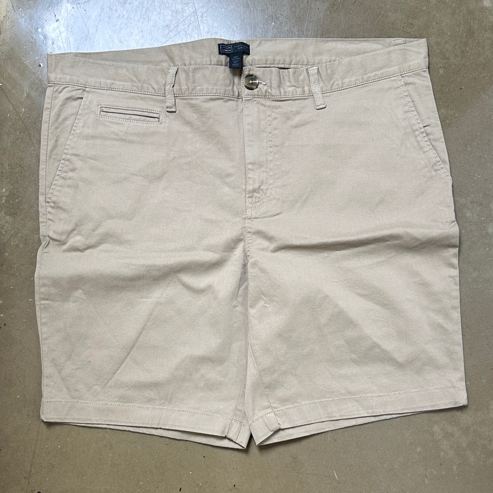 14th & union  Stone Beige Flat Front Chino Shorts